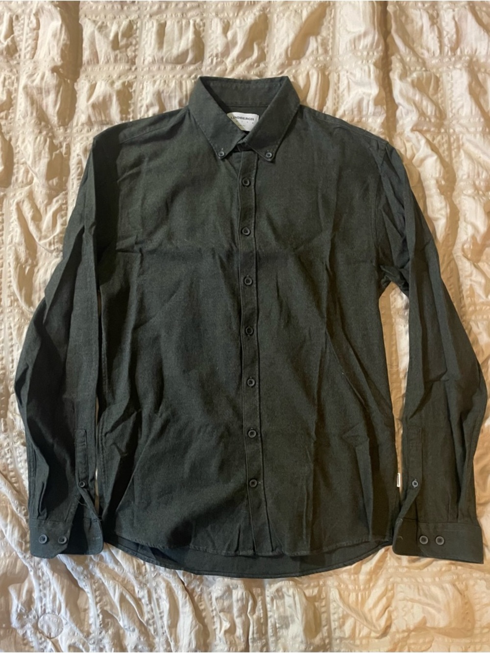 Classic Button-Down Shirt - Black and Green weave